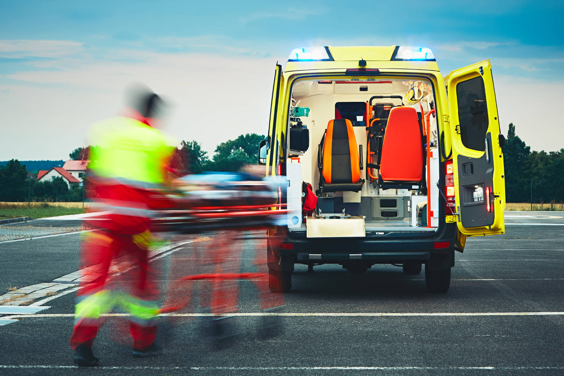 Injured person put into an ambulance