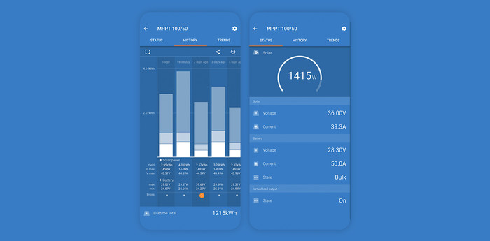 Gebruikersinterface van VictronConnect