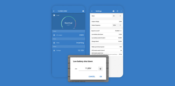 Gebruikersinterface van VictronConnect